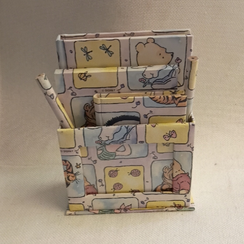 Disney Winnie the Pooh & Friends, Pink Yellow Blue Stationery Holder Set